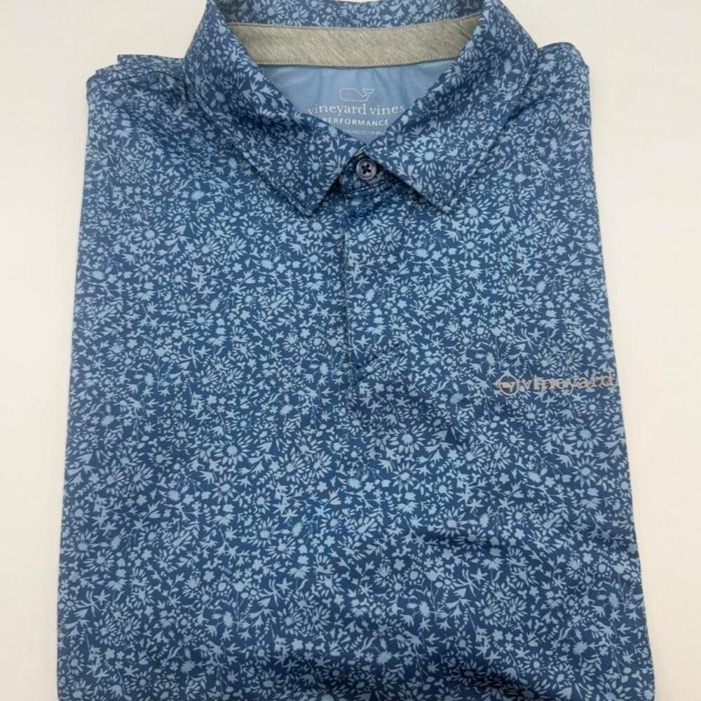 Vineyard vines polo Blue floral AOP size large